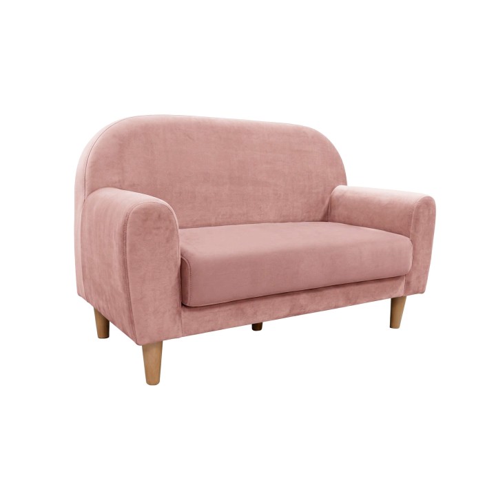 Mini sofá infantil de 2 lugares Miniduo da Micuna - Madeira / Rosa Terra