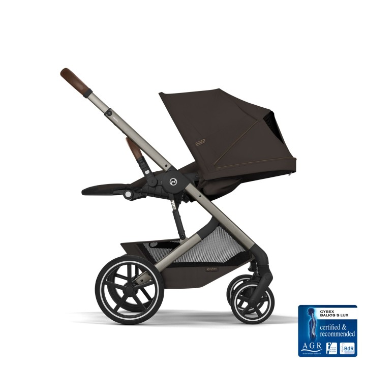 Balios S Lux Chocolate Brown com alcofa dobravel de perfil