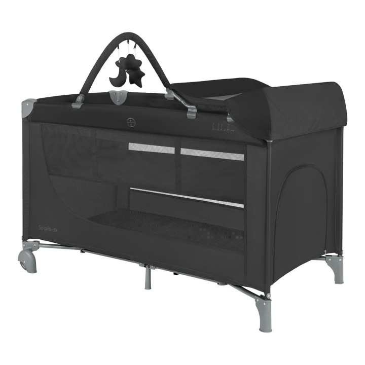 Cuna de viaje So Gifted PLUS 2 niveles de KikkaBoo - Negro