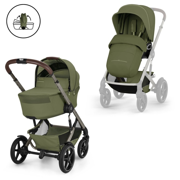 Duo Talos S Lux 2026 com alcofa dobrável da Cybex - Moss Green - vista 1