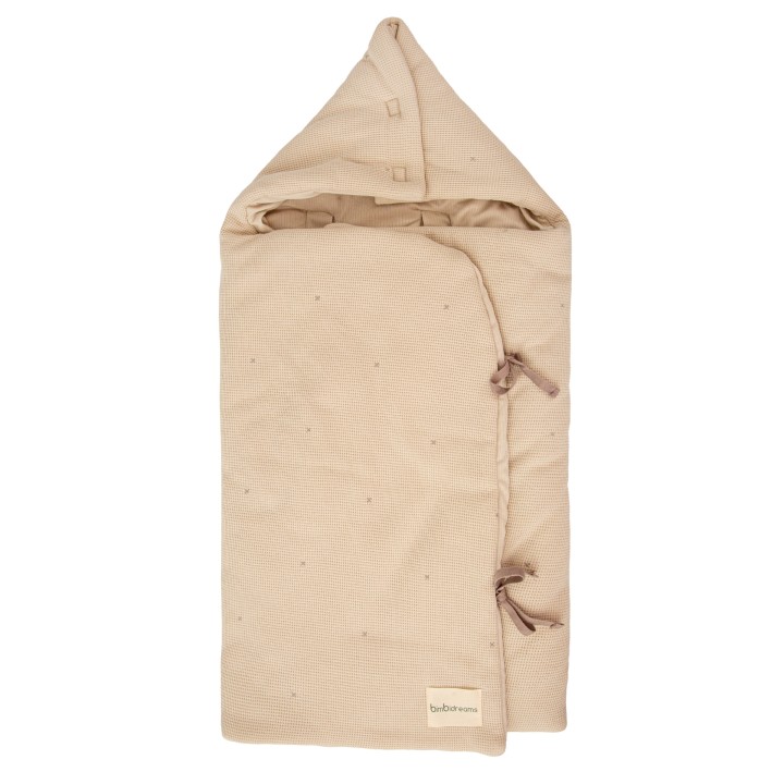 Saco arrullo con capucha Waffle (lino) de Bimbidreams