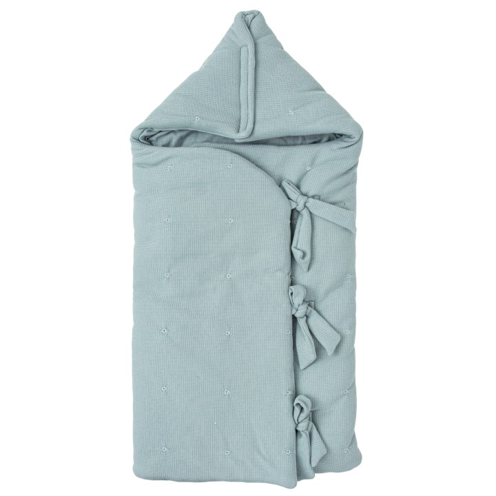 Saco arrullo con capucha Waffle (azul) de Bimbidreams