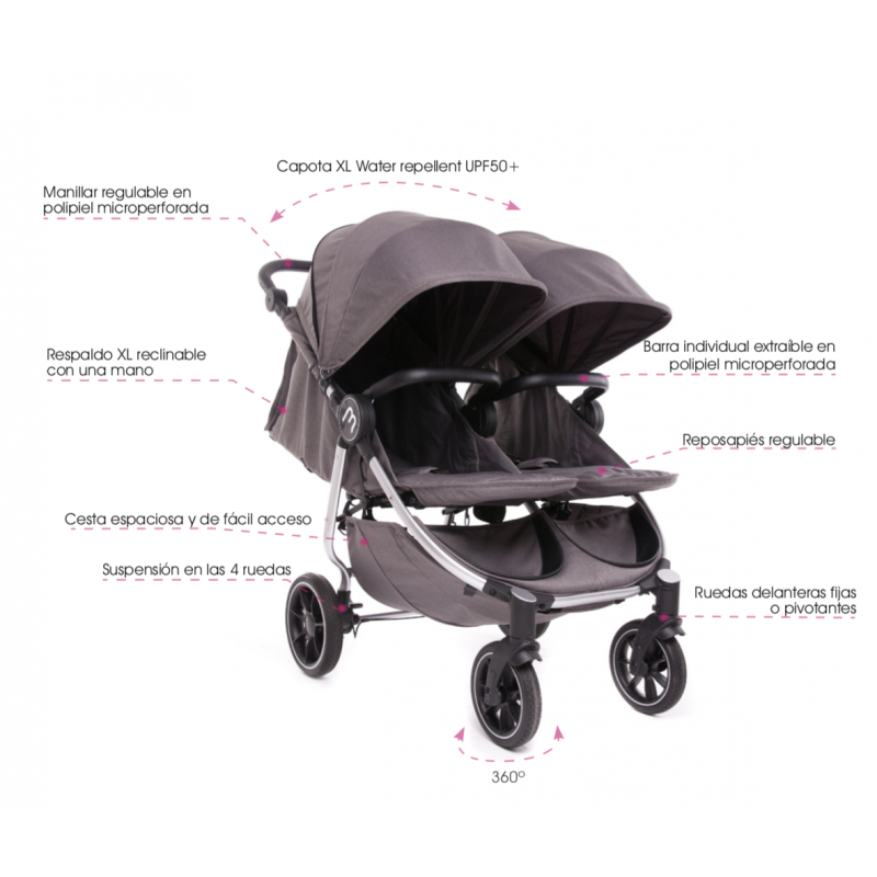 Carrito gemelar Easy Twin 4 para bebés