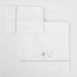 Tríptico sábanas 100% algodón cuna mini 50x80 Monet (blanco/rosa) de Bimbidreams