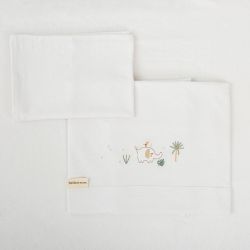 Tríptico de punto cuna mini 50x80 Palm (blanco/verde) de Bimbidreams