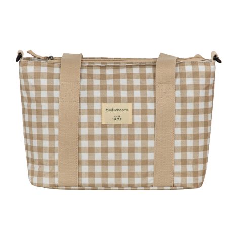 Bolso pañalera crossbody con cambiador Vichi (blanco/lino) de Bimbidreams