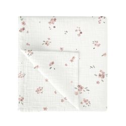 Muselina de bambú 120x120 cm Monet (blanco/rosa) de Bimbidreams