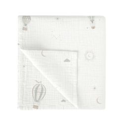 Muselina de bambú 120x120 cm Blue Sky (blanco/verde) de Bimbidreams