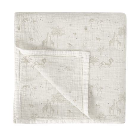 Muselina de bambú 120x120 cm Noé (blanco/lino) de Bimbidreams