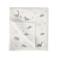 Muselina de bambú 120x120 cm Trex (blanco/verde) de Bimbidreams