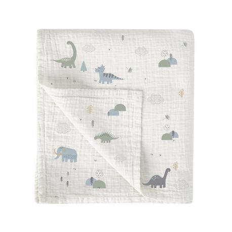 Muselina de bambú 120x120 cm Trex (blanco/verde) de Bimbidreams
