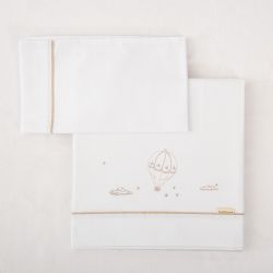 Tríptico sábanas 100% algodón cuna mini 50x80 Noé (blanco/lino) de Bimbidreams