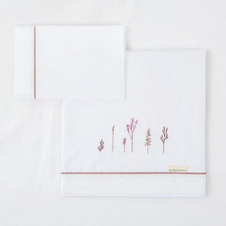 Tríptico sábanas 100% algodón cuna mini 50x80 Niza (blanco/lila) de Bimbidreams