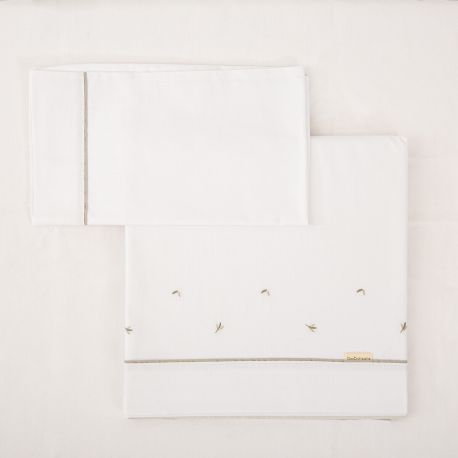 Tríptico sábanas 100% algodón cuna mini 50x80 Cornelia (verde) de Bimbidreams
