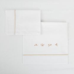 Tríptico sábanas 100% algodón cuna mini 50x80 Anaís (blanco/lino) de Bimbidreams