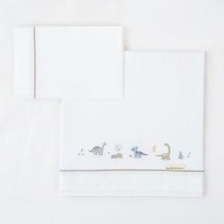 Tríptico sábanas 100% algodón cuna 60x120 Trex (blanco/verde) de Bimbidreams