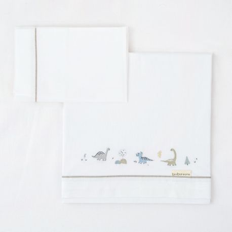 Tríptico sábanas 100% algodón cuna 60x120 Trex (blanco/verde) de Bimbidreams