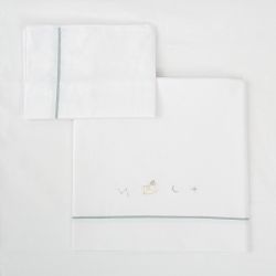 Tríptico sábanas 100% algodón cuna 60x120 Blue Sky (verde) de Bimbidreams