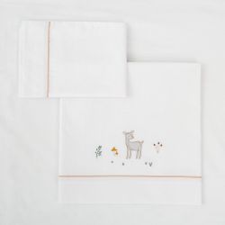 Tríptico sábanas 100% algodón cuna 60x120 Deer (blanco/rosa) de Bimbidreams