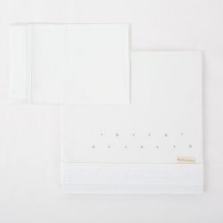 Tríptico sábanas 100% algodón cuna 60x120 Punts (blanco/lino) de Bimbidreams