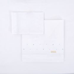 Tríptico sábanas 100% algodón cuna 60x120 Punts (blanco/azul) de Bimbidreams