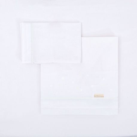 Tríptico sábanas 100% algodón cuna 60x120 Night (blanco) de Bimbidreams