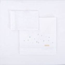 Tríptico sábanas 100% algodón cuna 60x120 Night (blanco/azul) de Bimbidreams
