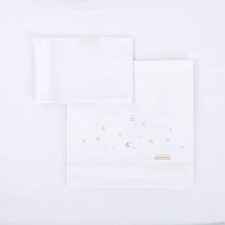 Tríptico sábanas 100% algodón cuna 60x120 Night (blanco/rosa) de Bimbidreams
