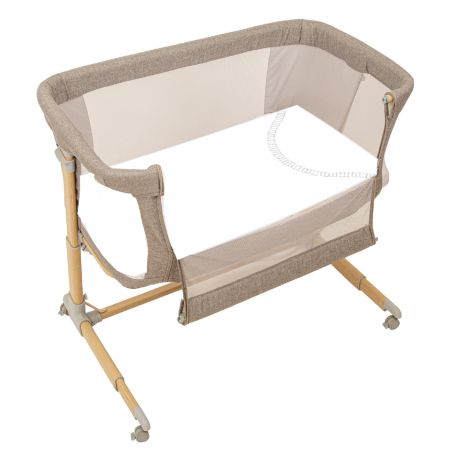 Minicuna colecho metálica con bajera y funda nórdica Cloud (gris) de Bimbidreams