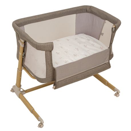 Minicuna colecho metálica con bajera y funda nórdica Deer (lino) de Bimbidreams