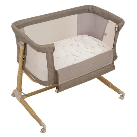 Minicuna colecho metálica con bajera y funda nórdica Campo (lino) de Bimbidreams