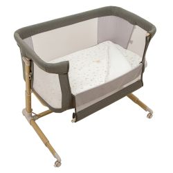 Minicuna colecho metálica con bajera y funda nórdica Monet (verde) de Bimbidreams