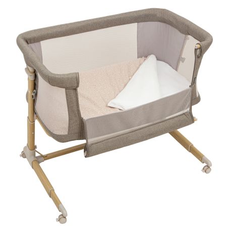 Minicuna colecho metálica con bajera y funda nórdica Anaís (lino) de Bimbidreams