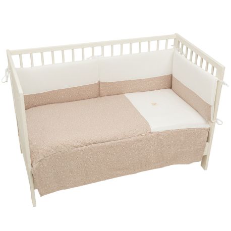 Edredón con protector cuna 60x120 Anaís (blanco/lino) de Bimbidreams