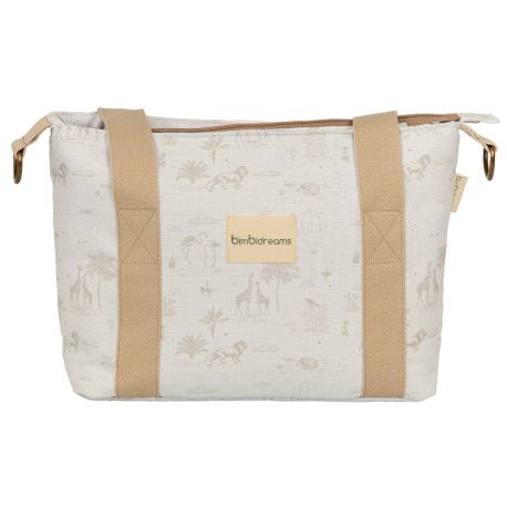 Bolso pañalera crossbody con cambiador Noé (blanco/lino) de Bimbidreams
