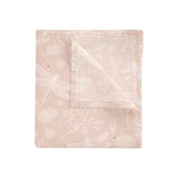 Muselina de bambú 120x120 cm Dafne (blanco/rosa) de Bimbidreams