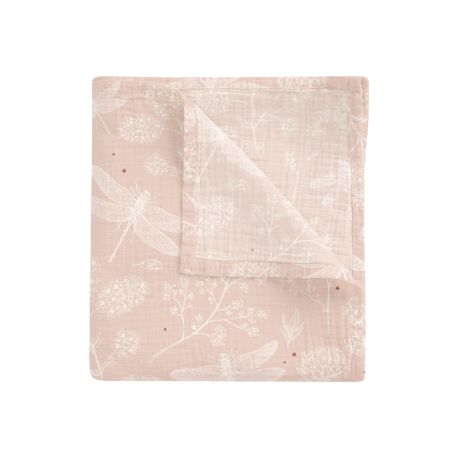Muselina de bambú 120x120 cm Dafne (blanco/rosa) de Bimbidreams