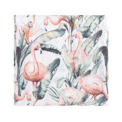 Muselina de bambú 120x120 cm Flamingo (blanco) de Bimbidreams
