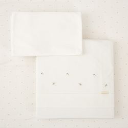 Tríptico de punto cuna mini 50x80 Cornelia (blanco/verde) de Bimbidreams