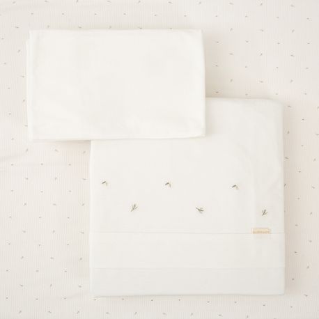 Tríptico de punto cuna mini 50x80 Cornelia (blanco/verde) de Bimbidreams