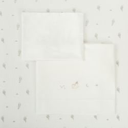 Tríptico de punto cuna mini 50x80 Blue Sky (blanco/verde) de Bimbidreams