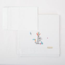 Tríptico de punto cuna mini 50x80 Tucán (blanco/verde) de Bimbidreams