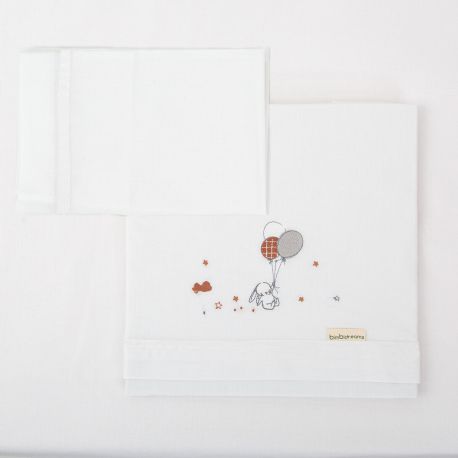 Tríptico de punto cuna mini 50x80 Jolie (blanco/lino) de Bimbidreams