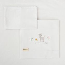 Tríptico de punto cuna mini 50x80 Deer (blanco/rosa) de Bimbidreams