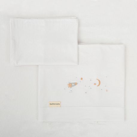 Tríptico de punto cuna mini 50x80 Orbit (blanco/azul) de Bimbidreams