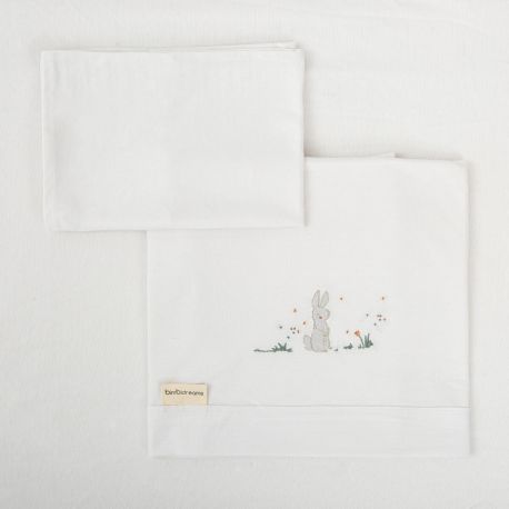 Tríptico de punto cuna mini 50x80 Campo (blanco/lino) de Bimbidreams