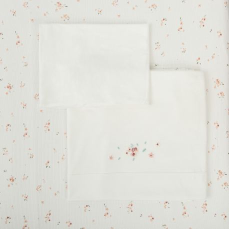 Tríptico de punto cuna mini 50x80 Monet (blanco/rosa) de Bimbidreams