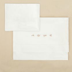 Tríptico de punto cuna mini 50x80 Anaís (blanco/lino) de Bimbidreams
