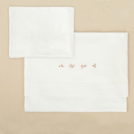 Tríptico de punto cuna mini 50x80 Anaís (blanco/lino) de Bimbidreams