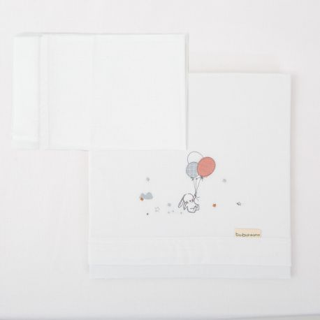 Tríptico de punto cuna 60x120 Jolie (blanco/rosa) de Bimbidreams